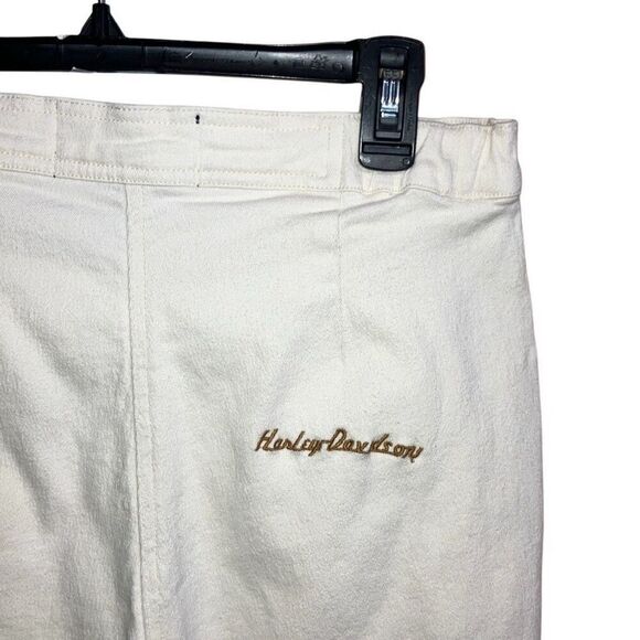 419. Vintage Harley Davidson high rise jeans size 12 in off white - Picture 2 of 8